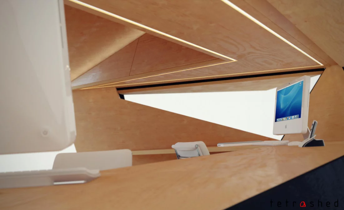 The birch faced plywood is the fancier of the interior finishes (Photo: Tetra-Shed)