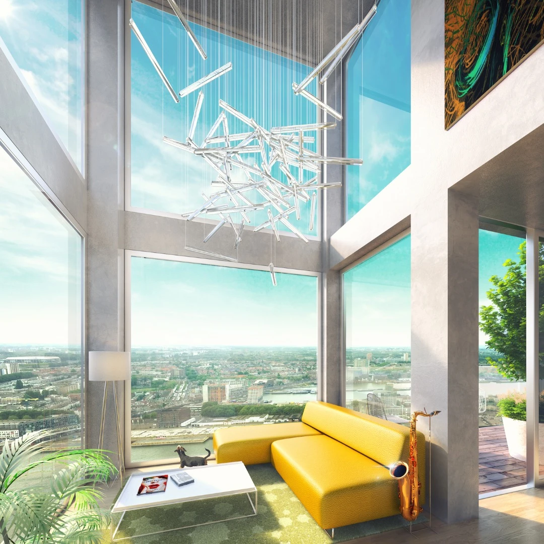 Each of The Sax's apartments benefit will boast 270-degree panoramic views of the Nieuwe Maas river and Rotterdam