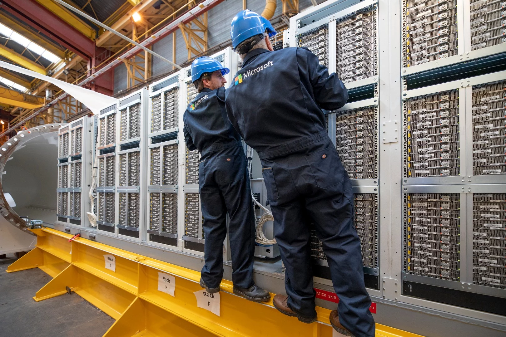 The Project Natick data center contains 12 server racks loaded with a total of 864 servers