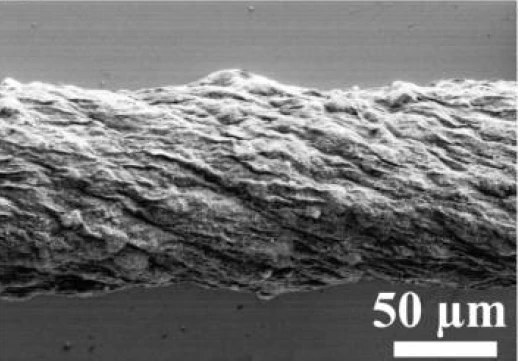 The cathode yarn consists of Lithium manganate and carbon nanotubes (Image: Wei Weng)