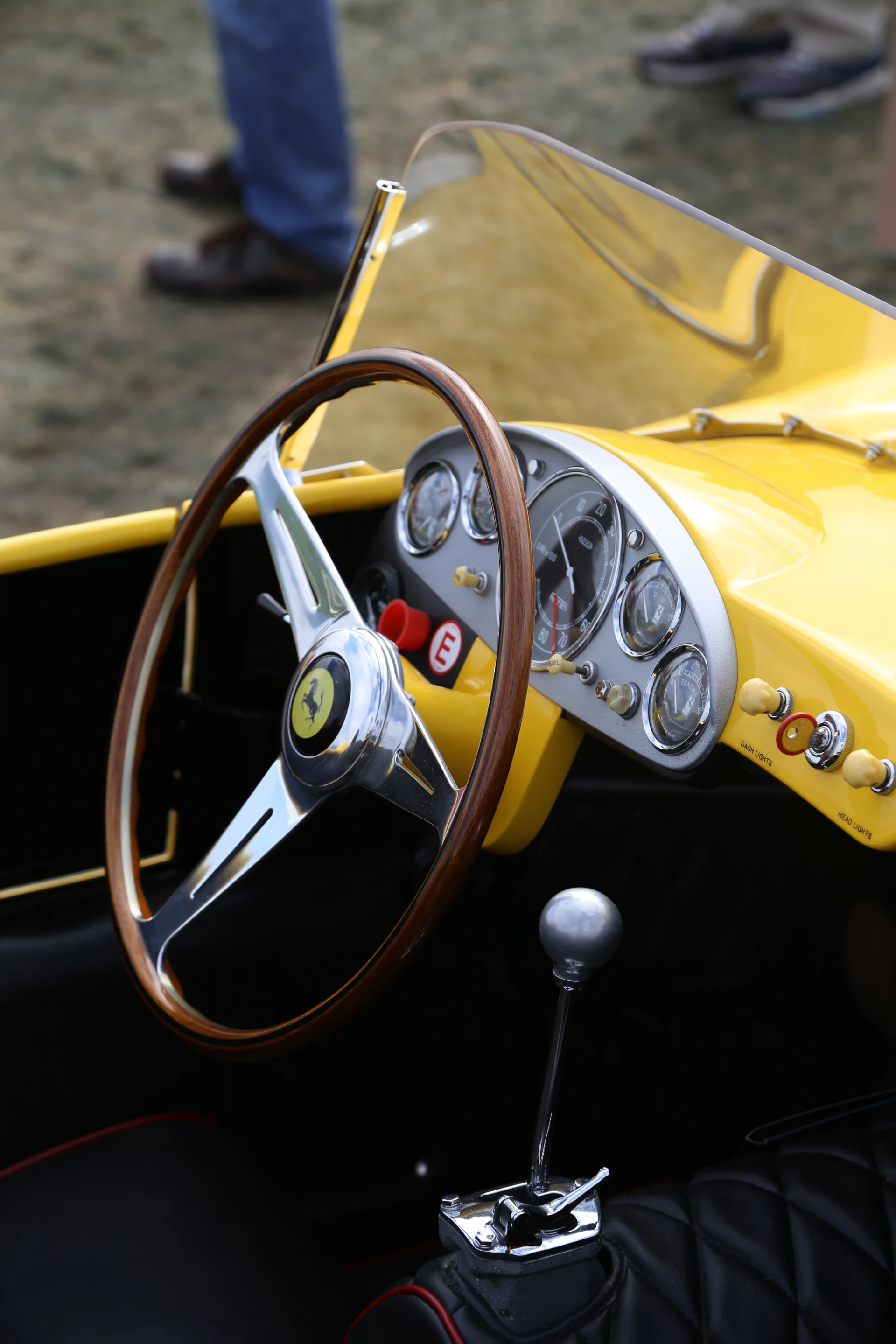 Cockpit over the driver fairing of the yellow 1958 Ferrari 250 Testa Rossa Scaglietti Spyder (Photo: Angus MacKenzie/Gizmag.com)