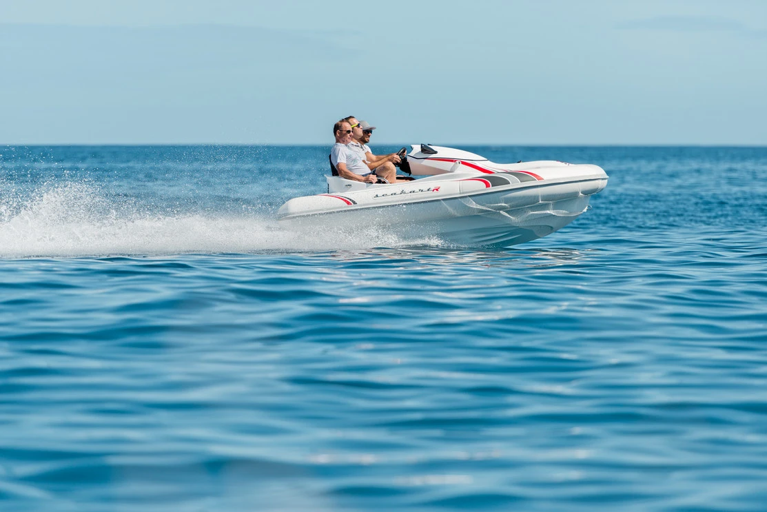 The Seakart 335 offers the versatility to cruise over shallow or deep waters