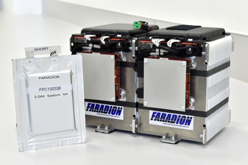 The sodium-ion battery pack, which was made by Williams, incorporates sodium salts made from common salt
