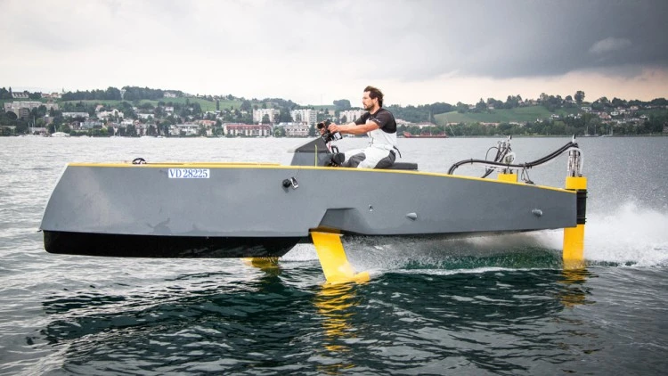 The HY-X is a 1/2-scale prototype of the upcoming HY41 hydrofoil yacht