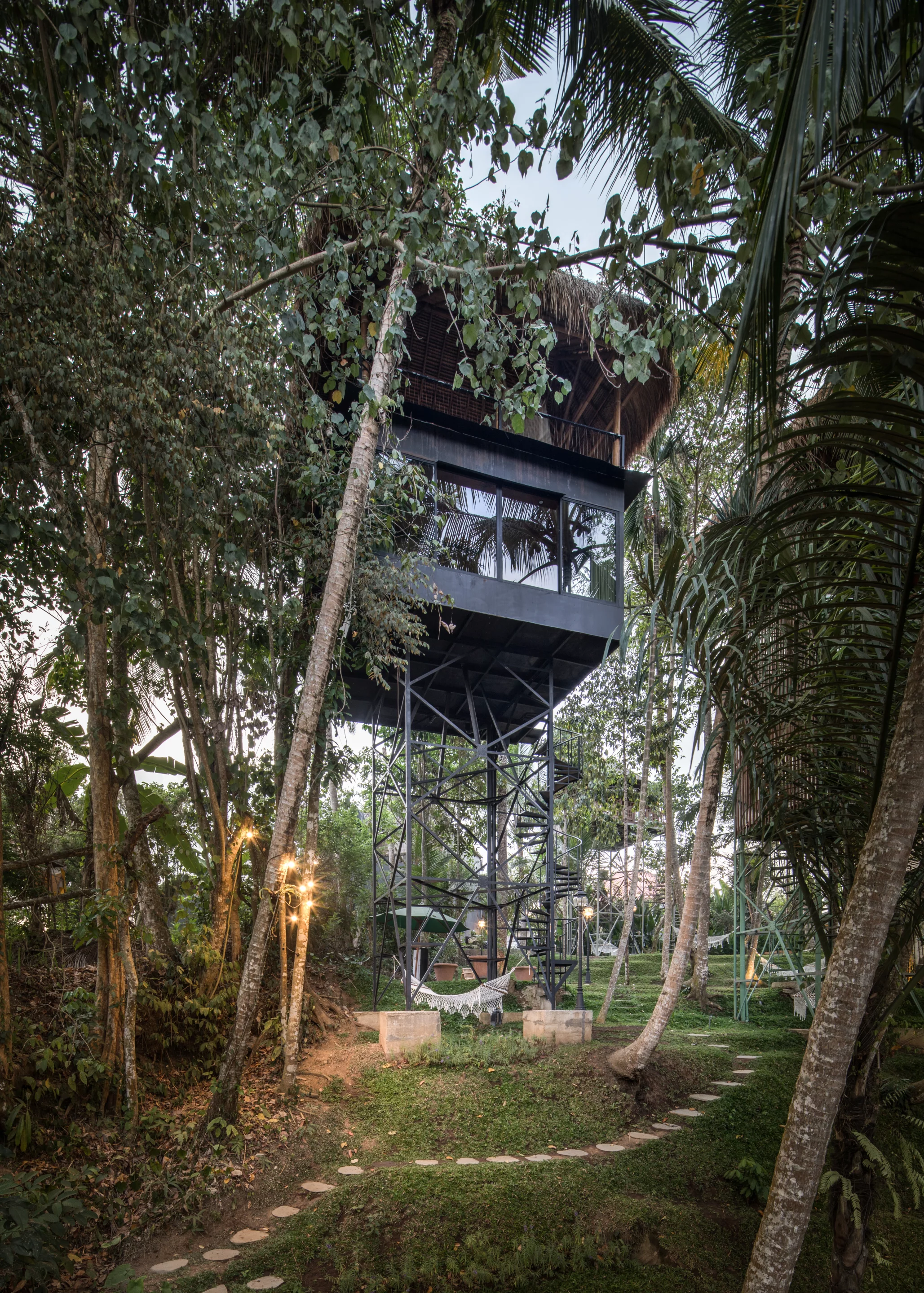 Guests get the chance to sleep amid the treetops in a luxurious eco-structure