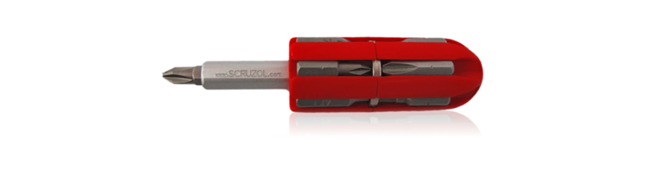 The Scruzol magnetic multi-bit screwdriver and drill accessory.