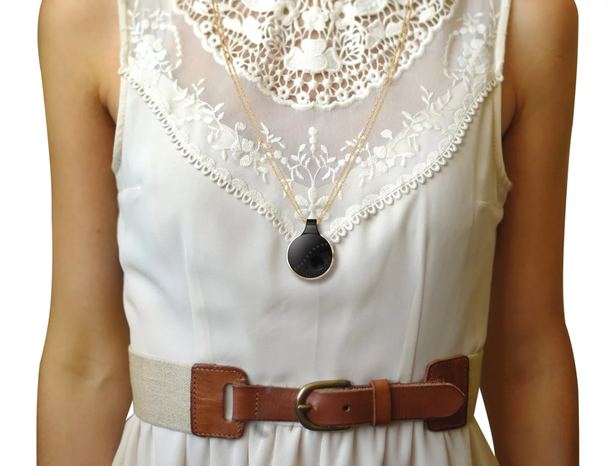 Athena can be worn around the neck, attached to the waist or can even carried inside a bag