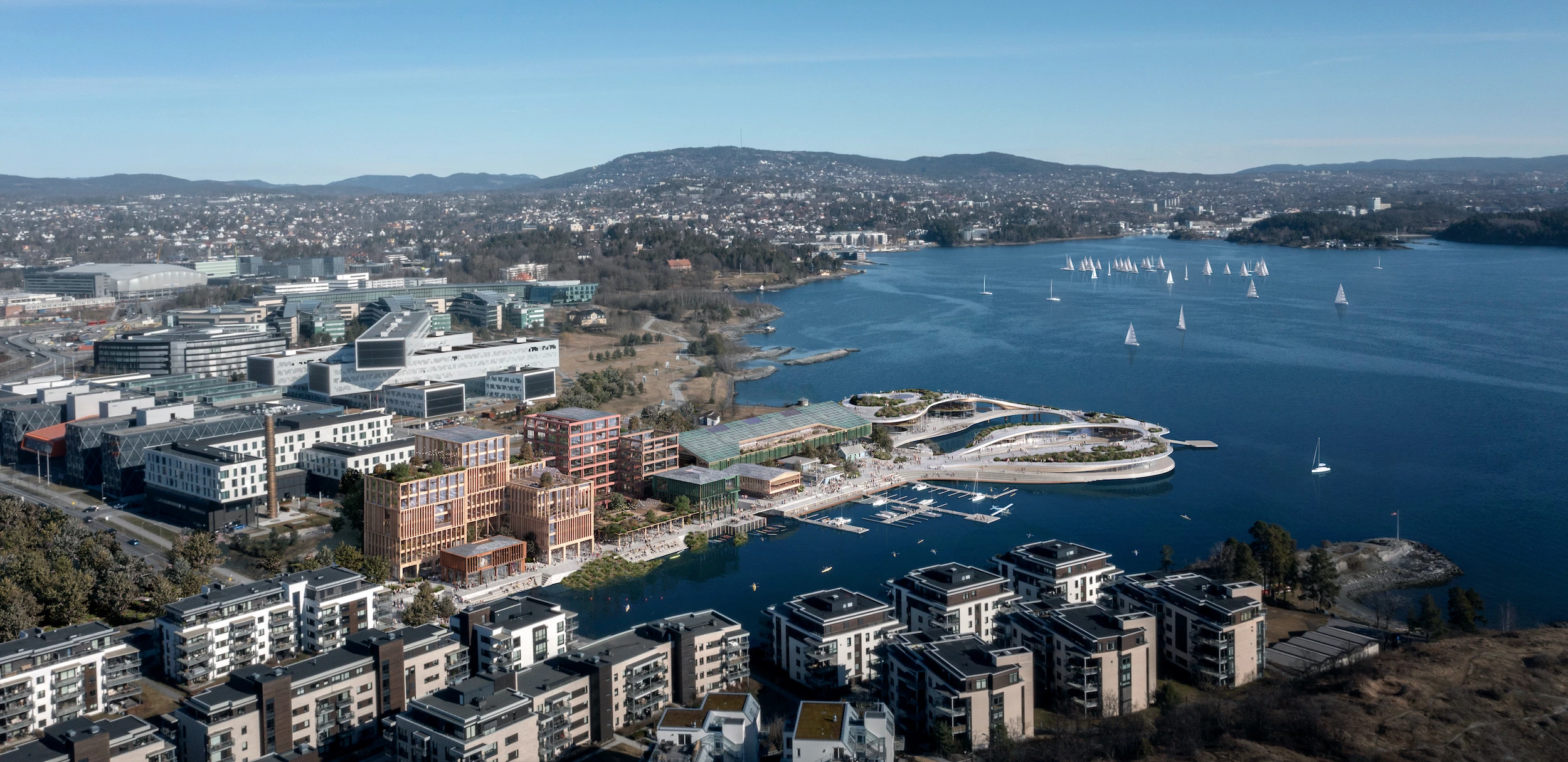 Fornebu Brygge will transform a dilapidated car park into a new waterside visitor attraction in Norway