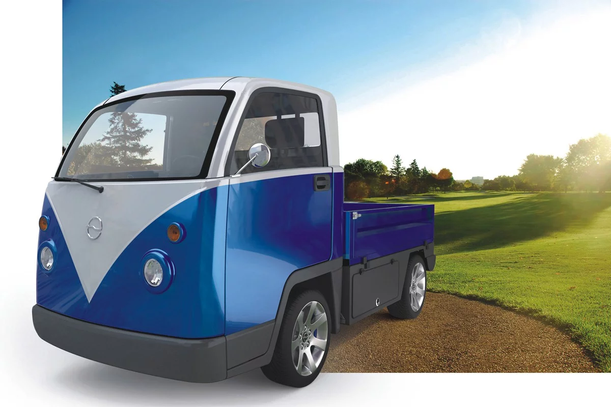 Designed for transporting light cargo, the Kombi EV has a range of 50 miles (80.5 km) on a single charge
