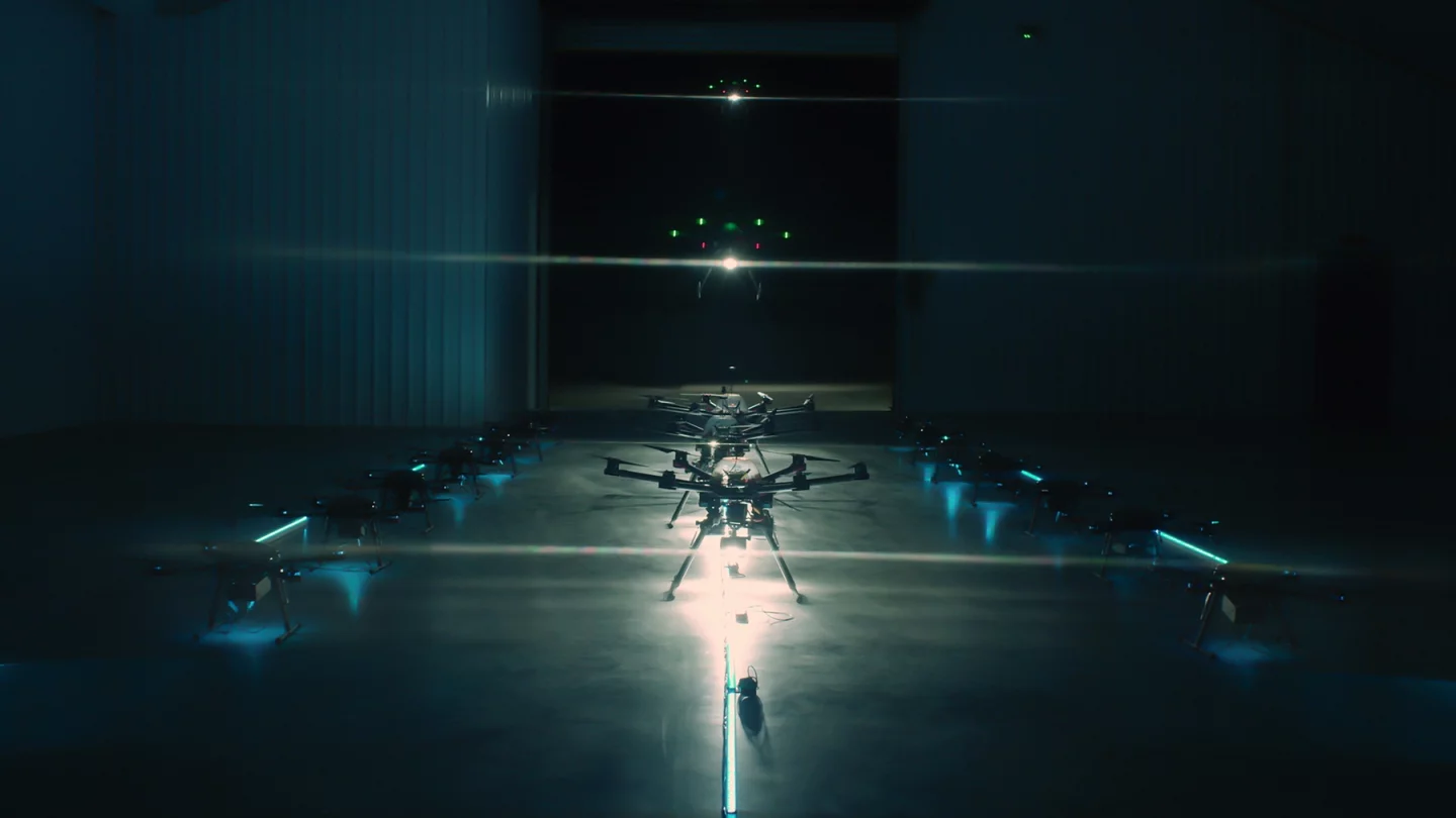 Once a user request has been received, the drones are dispatched from a Fleetlights Fleet Control center