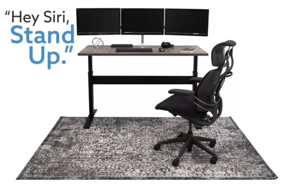 The VertDesk v3 standing desk can be auto raised by voice command