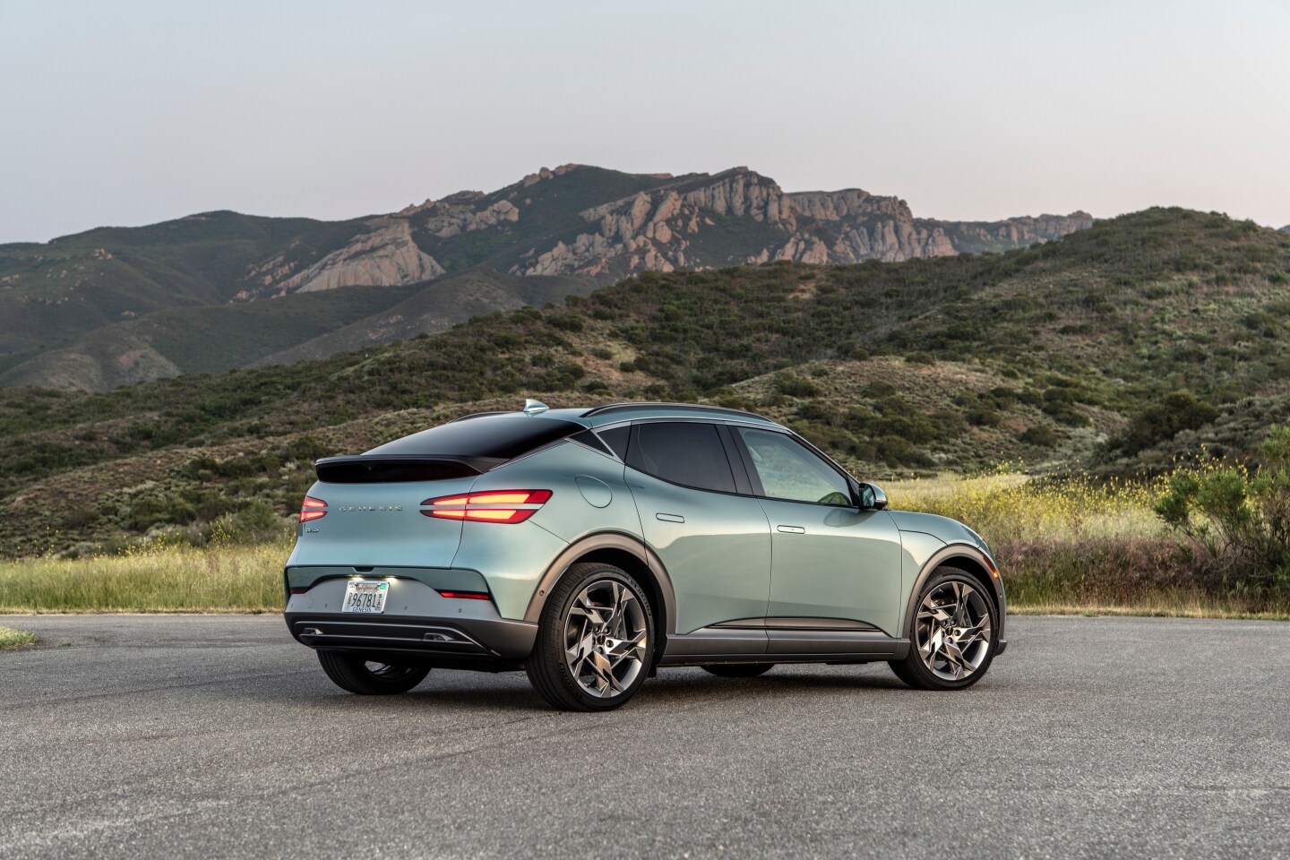 The GV60 has a sporty hatchback look to it, complete with rear spoiler