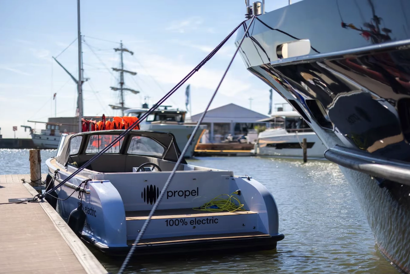 Electric boat prototype equipped with Propel's other e-drive, the inboard D1