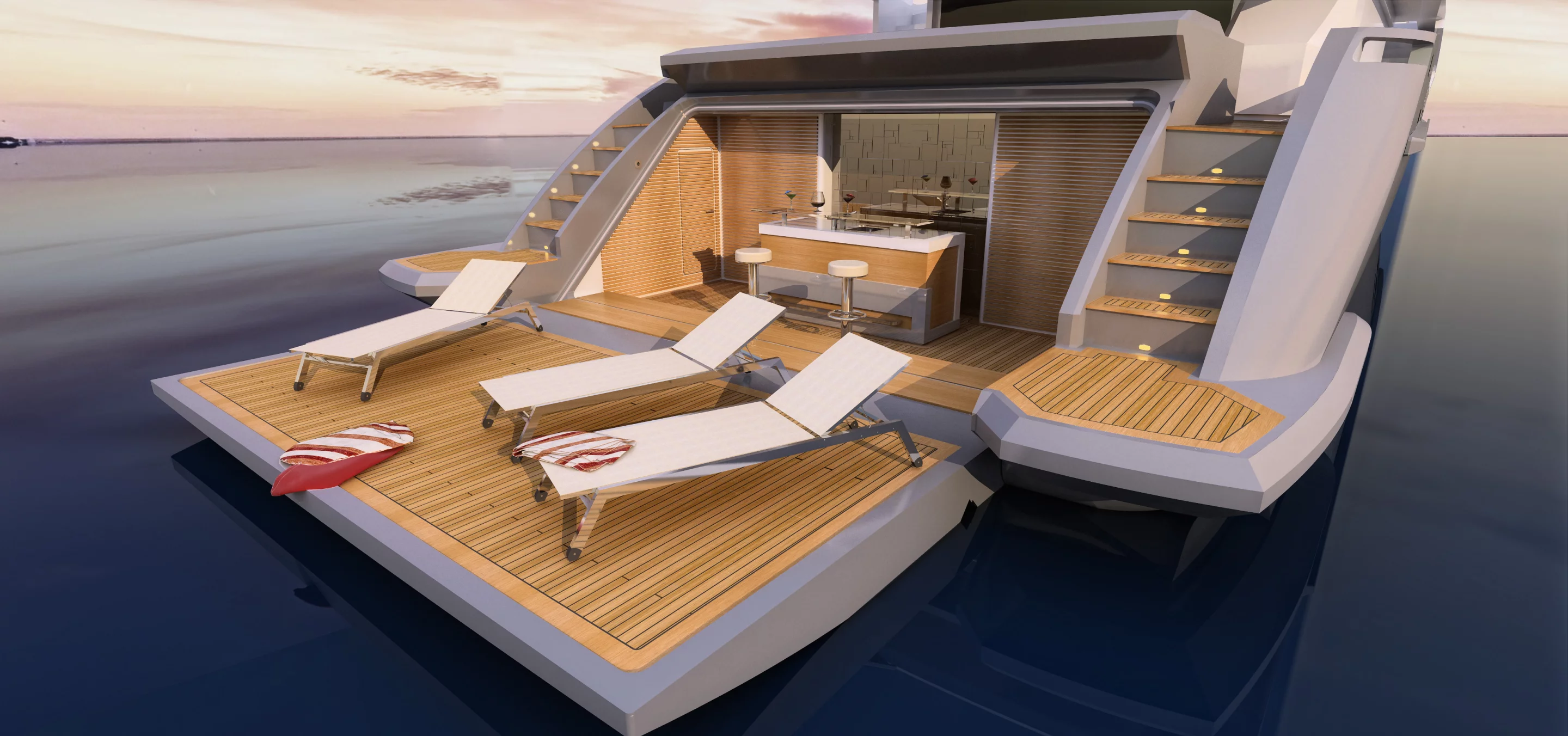 The Azimut Grande 140 Trideck stern deck