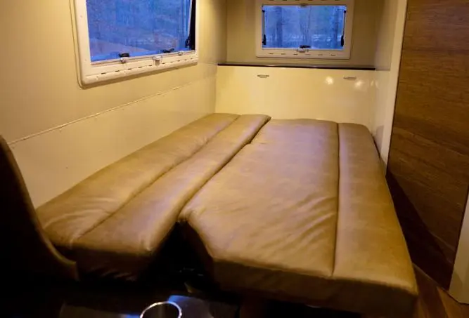 The bench seats fold into a double bed