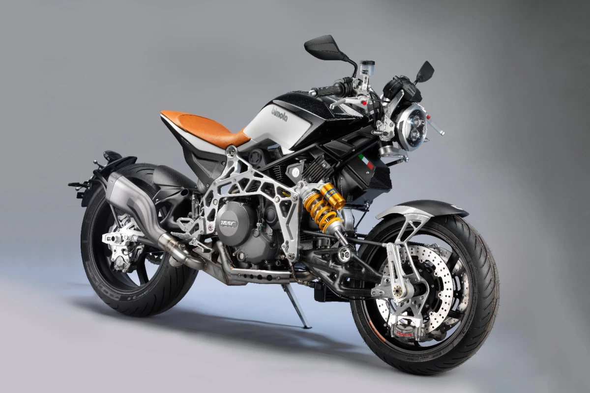 This Bimota TESI RC hub-steered cafe racer is a steampunk cosplayer's dream