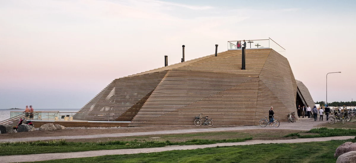 Löyly Sauna, Helsinki, Finland by Avanto Architects Ltd. A winner under the "Urban Planning/Landscape Architecture" category of the 2018 International Architecture Awards, this structure is one of only a few public sauna's in the Finnish capital, an important part of the country's history and culture