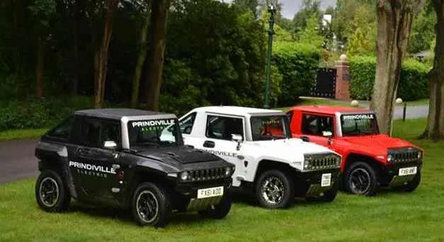 The E-Hummer uses a fiberglass body