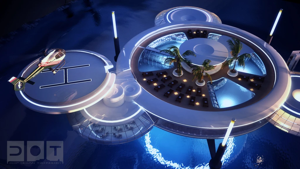 Artist's rendering of the futuristic Water Discus underwater hotel planned for construction in Dubai