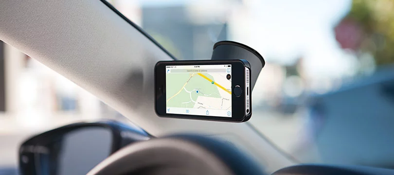 The +drive adheres to the windshield or dash by way of a suction cup