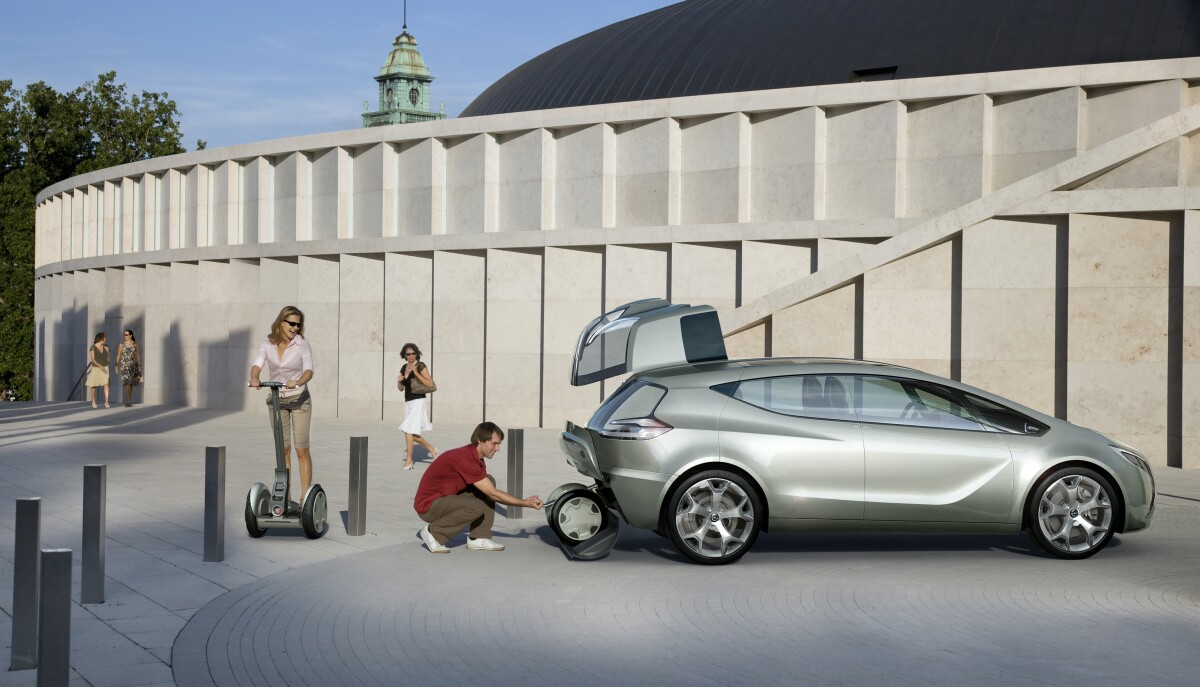 General Motors' Flextreme Concept from 2007 carried two Segways in tunnels under the car