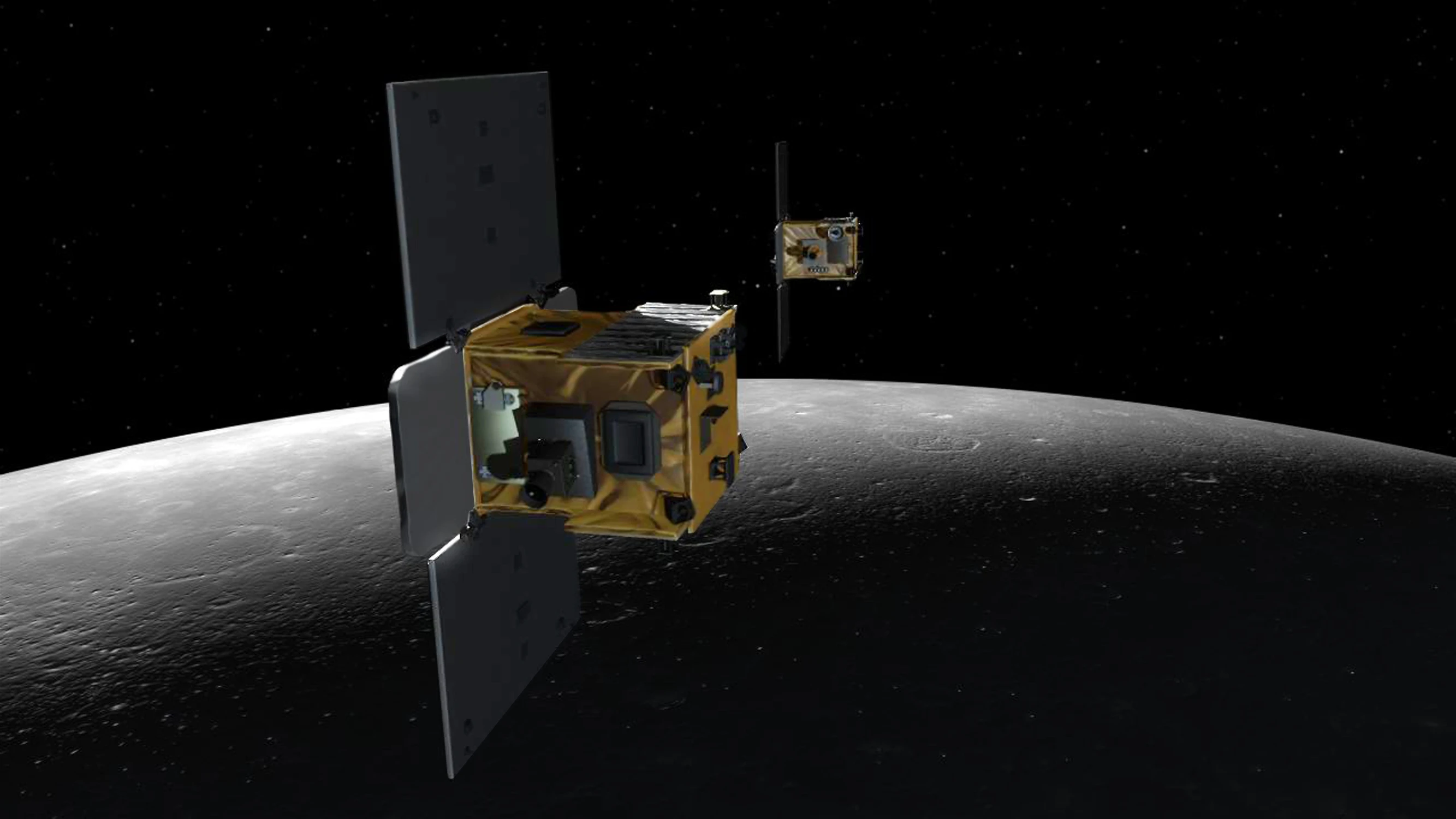 An artist's depiction of the twin spacecraft that comprise NASA's Gravity Recovery And Interior Laboratory (GRAIL) mission (Image: NASA/JPL-Caltech/MIT)