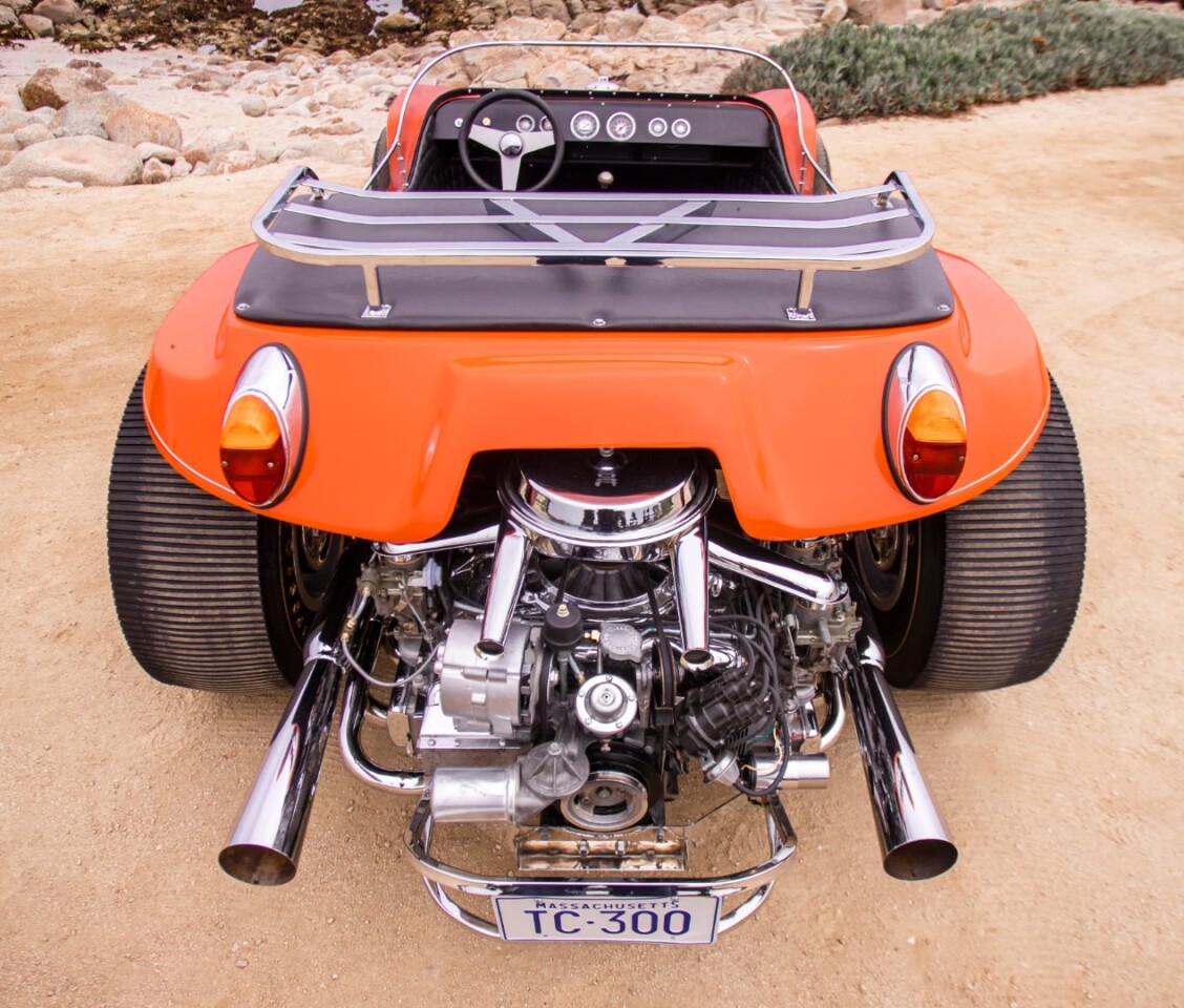 The VW Beetle-based Myers Manx buggy was customized for McQueen to use in the film by Con-Ferr Manufacturing, including replacement of the Volkswagen engine with a 230 hp Chevy Corvair flat-six