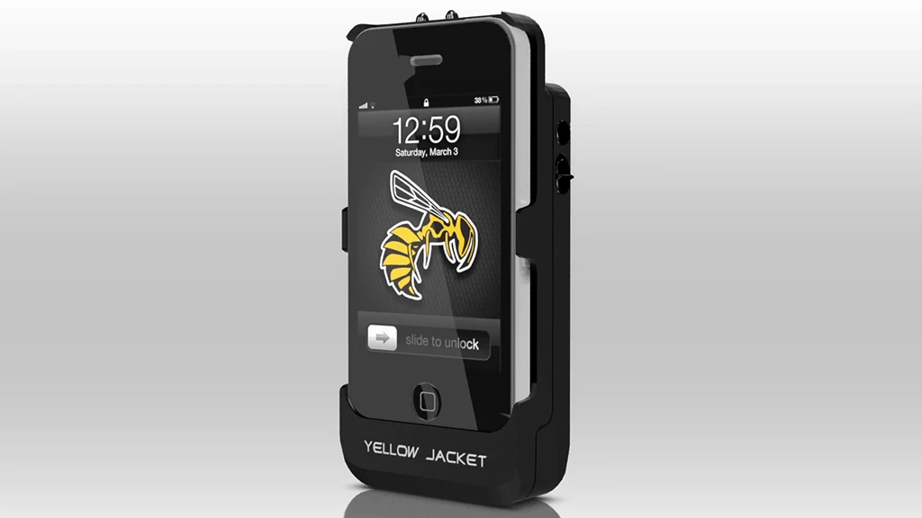 The Yellow Jacket combines an iPhone case and a 650 kV stun gun