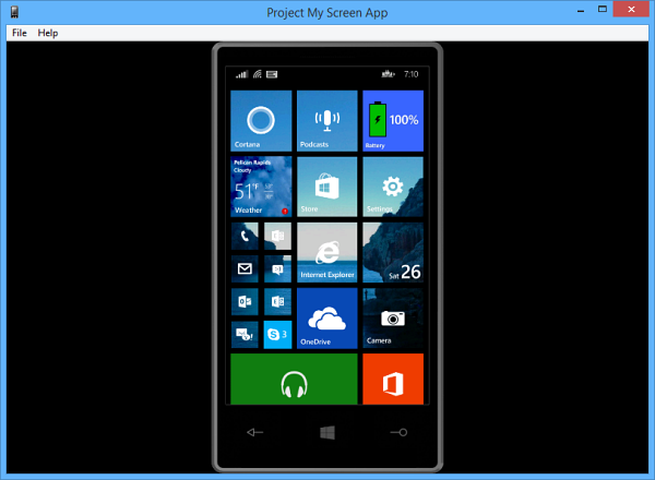 Project my Screen allows you to send the phone's screen to a larger display