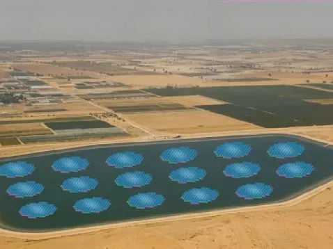 AQUASUN is a system of floating solar panels, that can be installed on the surface of existing bodies of water (Image: Solaris Synergy)