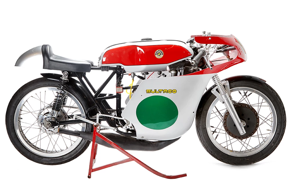 The Bultaco factory machine campaigned by Ramon Torras in 1965, this bike was sold by Senor Bulto himself to Barry Smith when Smith was a Derbi works rider. Barry then took the bike back to Australia with him, from where it was sold into New Zealand. Estimate: NZD$50,000 to $60,000 (US$32,000 to $38,000)