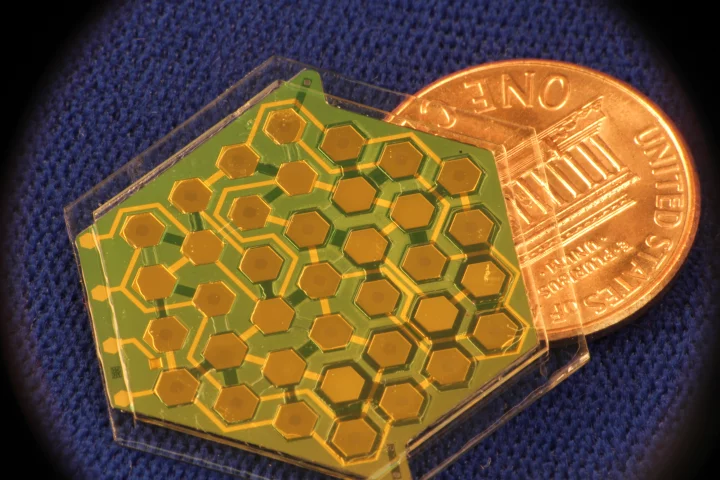 A twenty four-stage roughing pump developed at the University of Michigan (Photo: University of Michigan via DARPA)