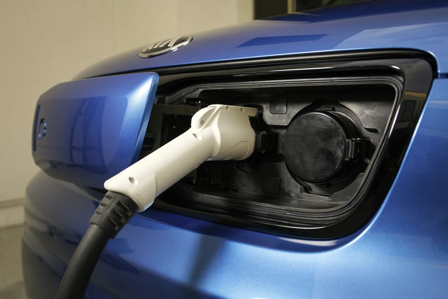 Kia's Soul EV has two charging ports located behind a sliding door in the front grille