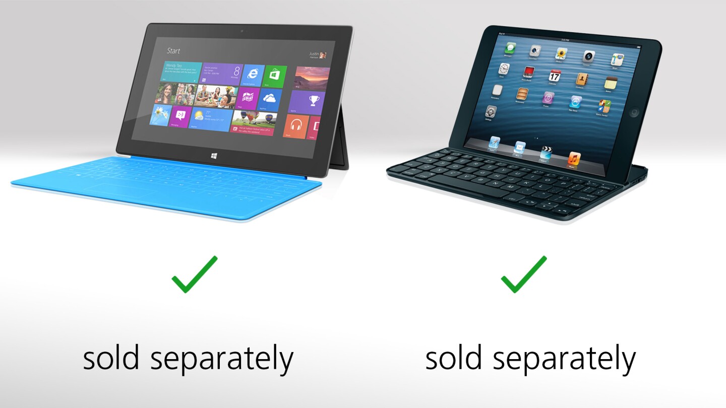 Though Apple doesn't make one, both tablets are compatible with keyboard covers