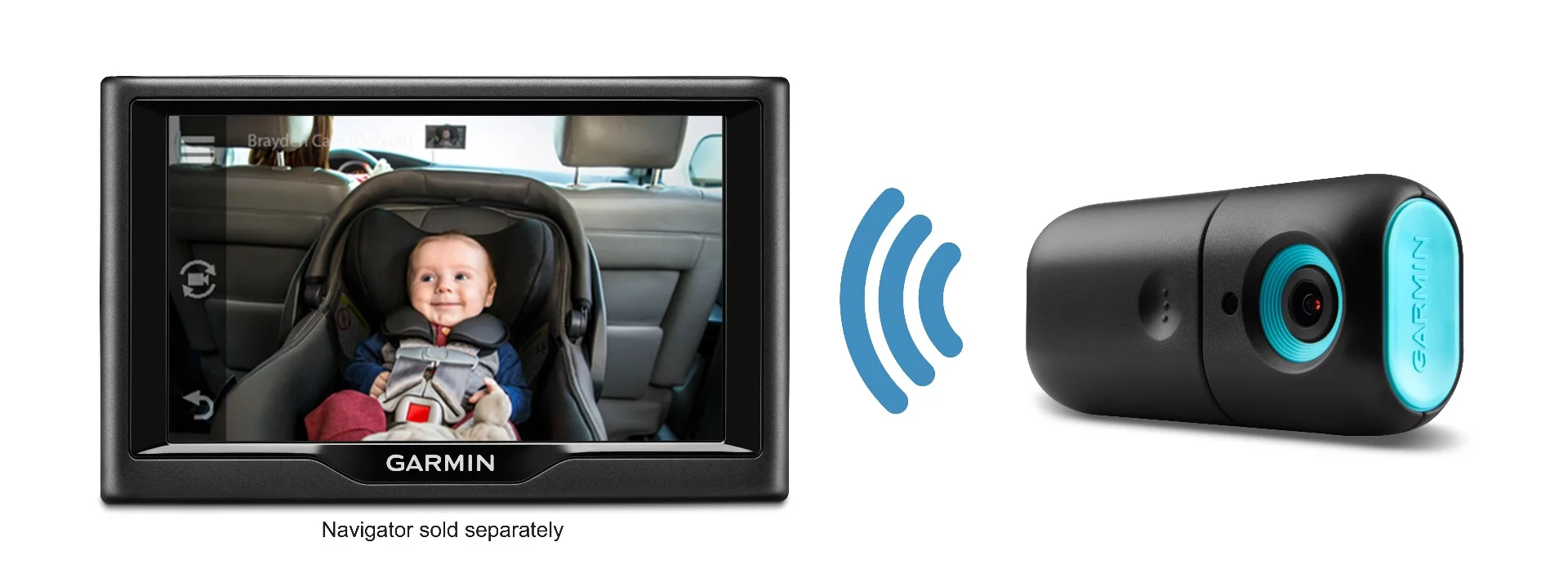 The babyCam wirelessly relays video to compatible Garmin GPS navigation displays