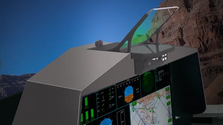 The cockpit includes the BAE Systems LiteHUD display