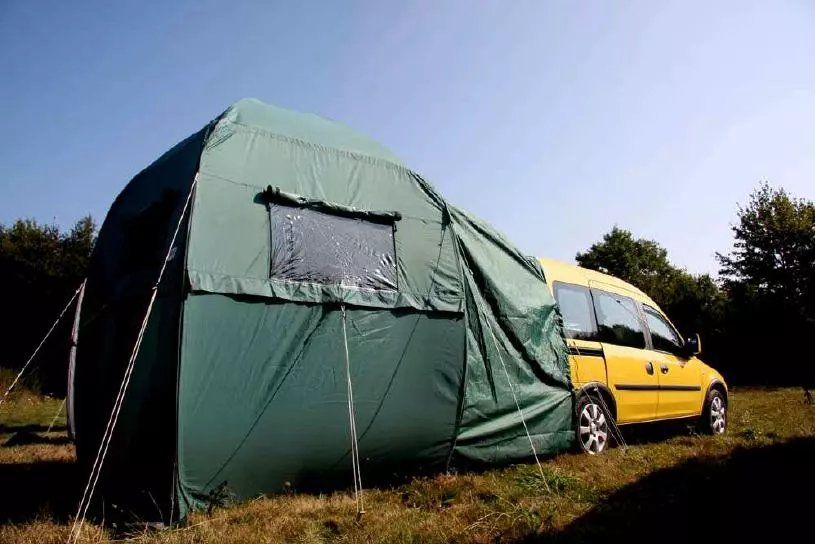 The Tipoo can be attached to the vehicle to create a contiguous interior space