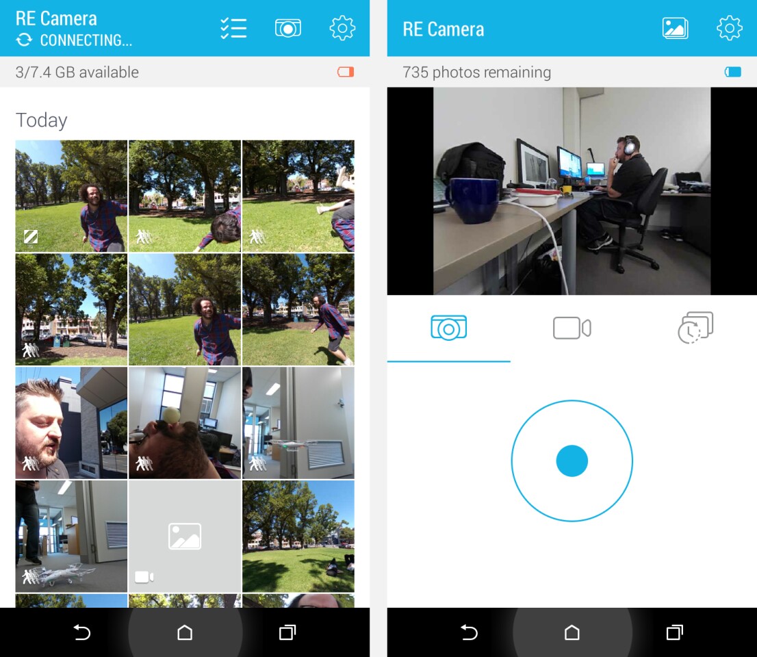 Using the companion RE app to control the camera offers a little more functionality, while also allowing you to use your phone as a viewfinder