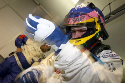 Jacques Villenueve prepares for qualifying