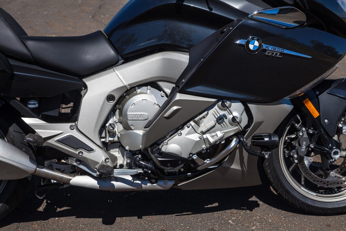 The BMW K1600GTL - the 6-cylinder engine is narrow and light (Photo: Loz Blain)