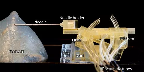 The fourth iteration of the robot is now small enough to fit inside a narrow MRI tube