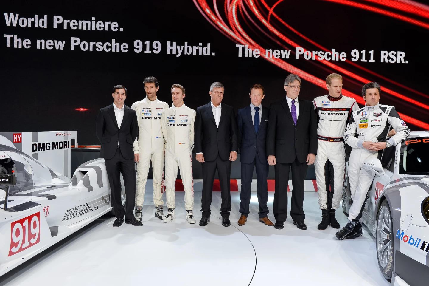 The Porsche team at its launch at the Geneva Motor Show