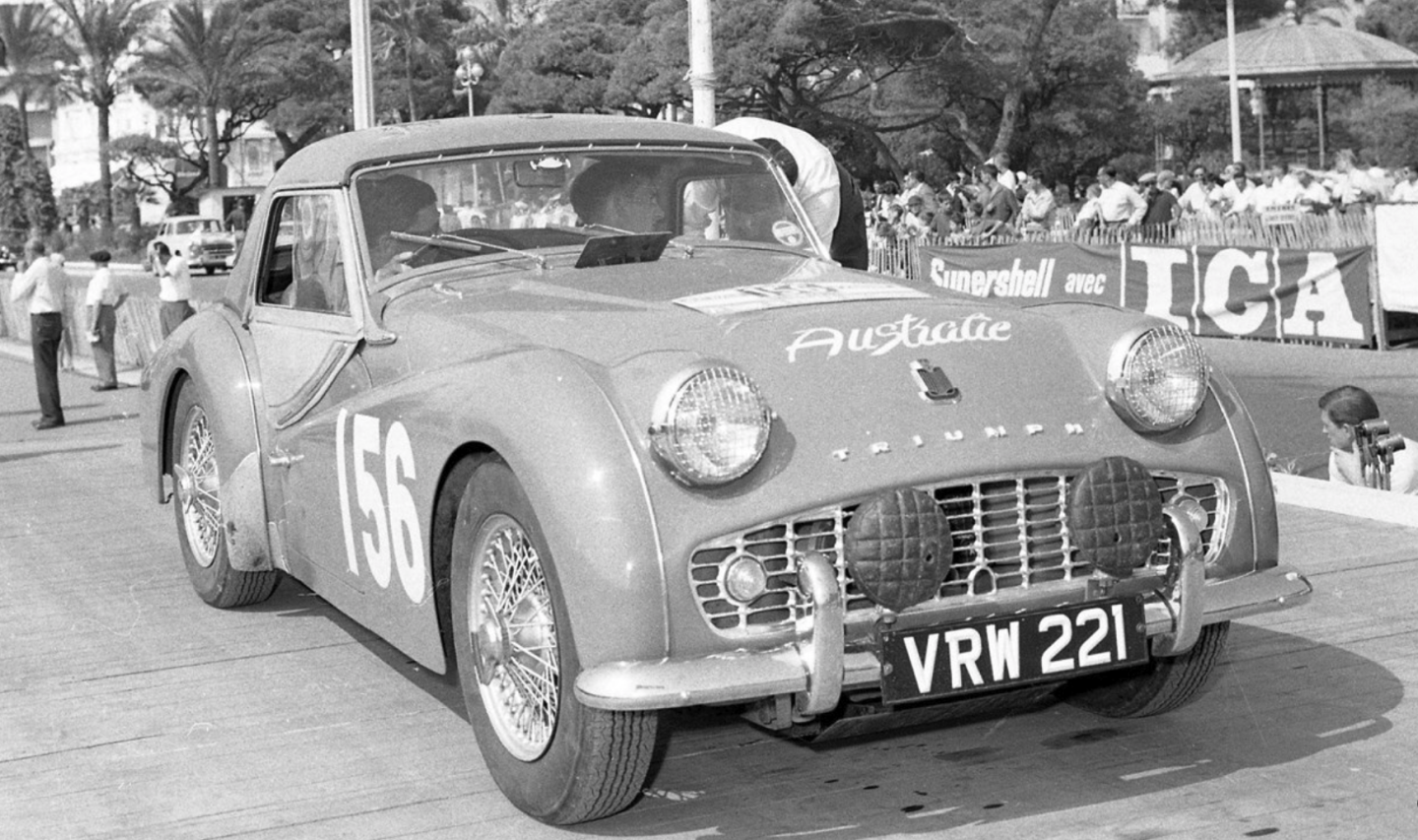 The new record holder price for the model, this TR3A was one of four entered by the Triumph Works Team in the 1958 Monte Carlo Rally (it was disqualified), placing second overall in the 1958 Tour of Ireland Rally and first in class in the 1958 Tulip Rally. Impeccably presented with competition hardtop in its original colors of Apple Green over brown leather. Sold for $197,737 (€161,000)