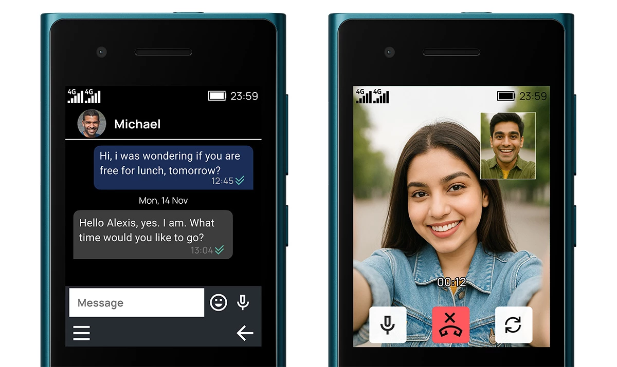 The phone runs a basic OS, but you can still text, voice message, and video call mates who are on iOS and Android devices using the Express Chat app