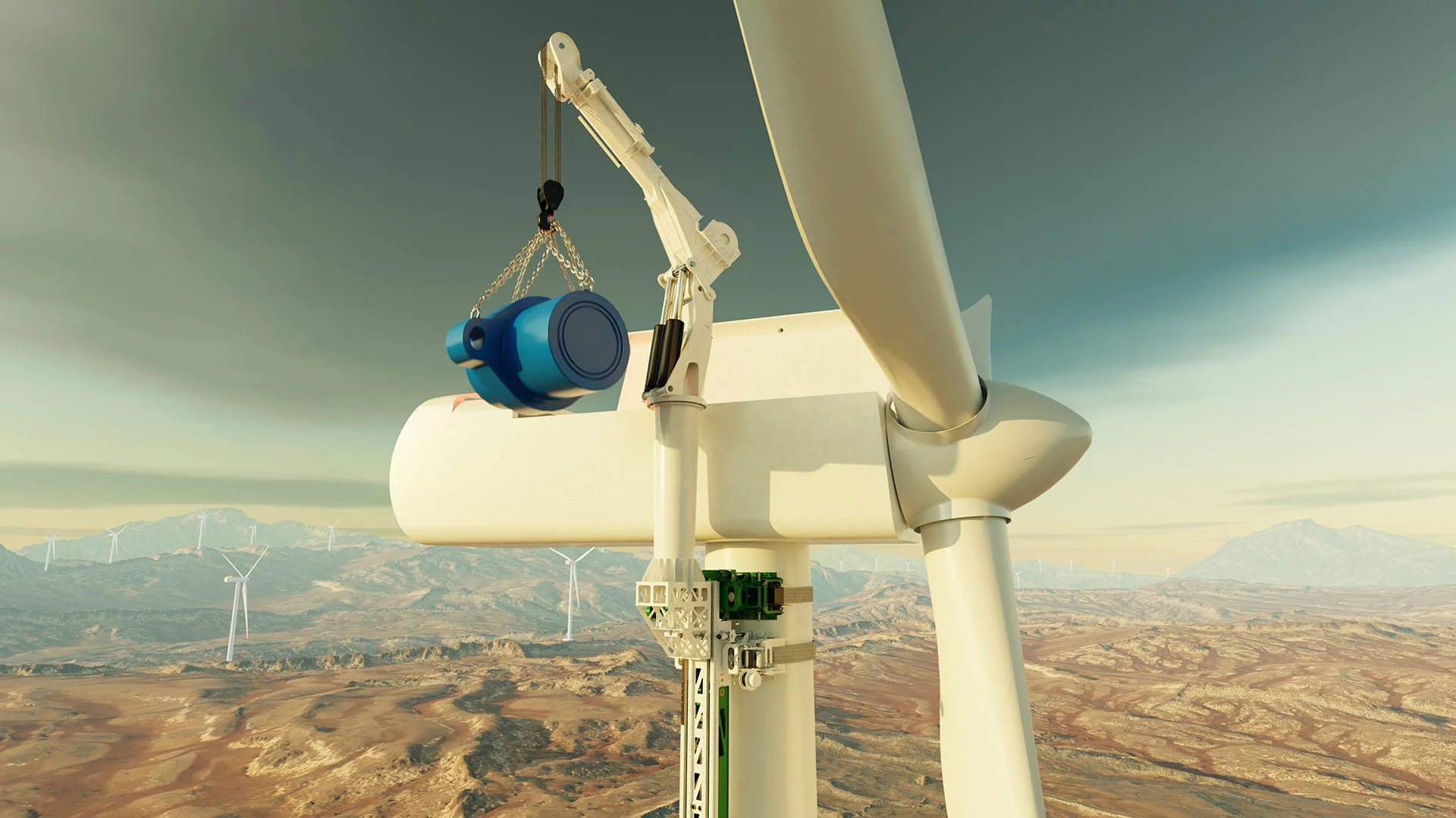 The heaviest parts of wind turbines tend to be at the top