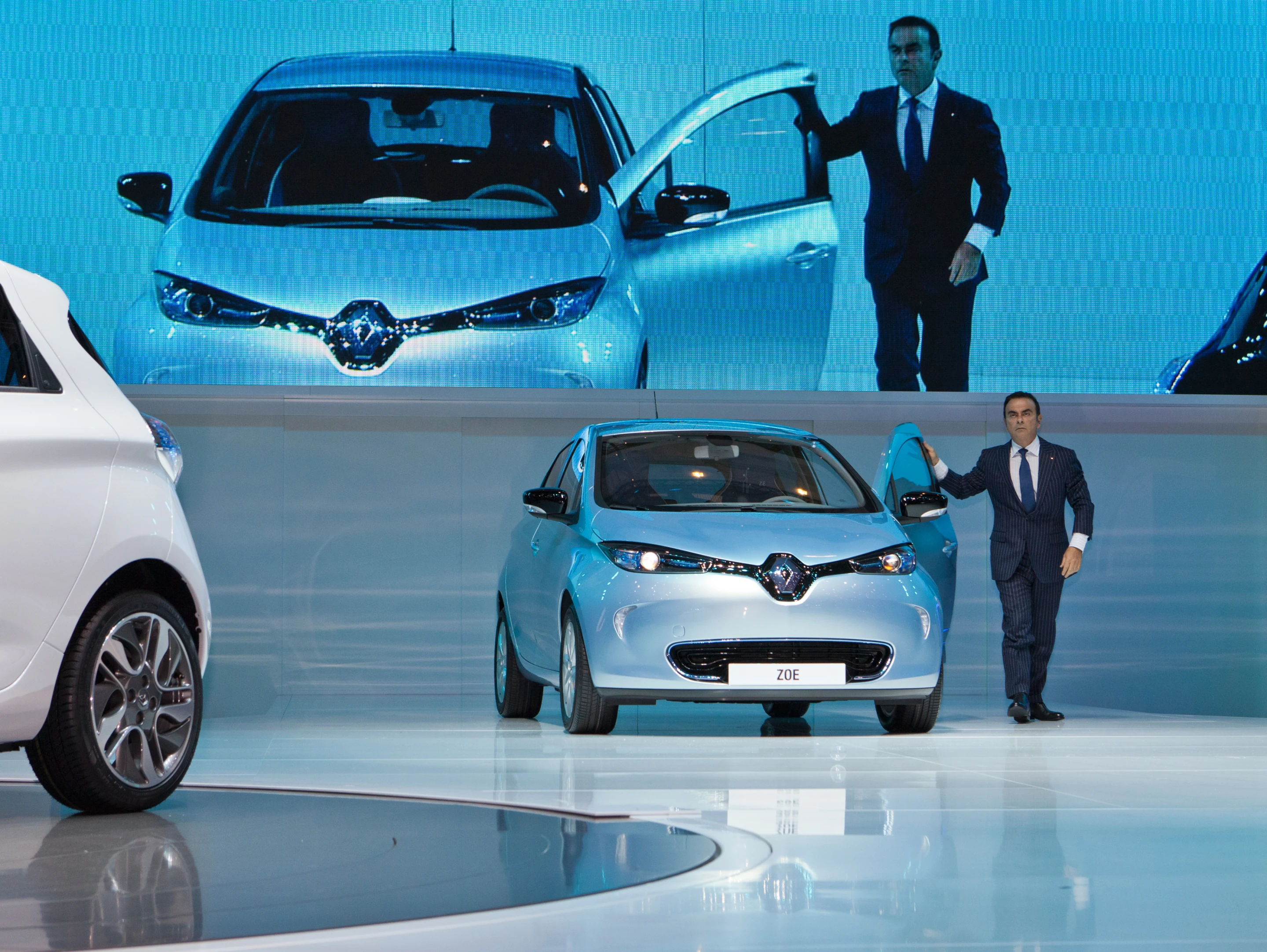 The ZOE is introduced at Geneva by Renault's Carlos Ghosn