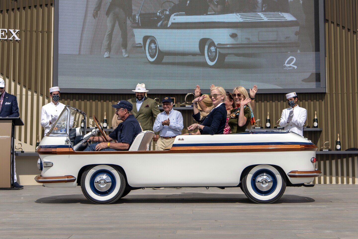 The winner of the Octane Editor’s Choice Award at this year’s Quail is this 1957 Fiat 600 Eden Roc owned by former Quail winner Anne Brockinton Lee and from the Robert E. Lee Collection.