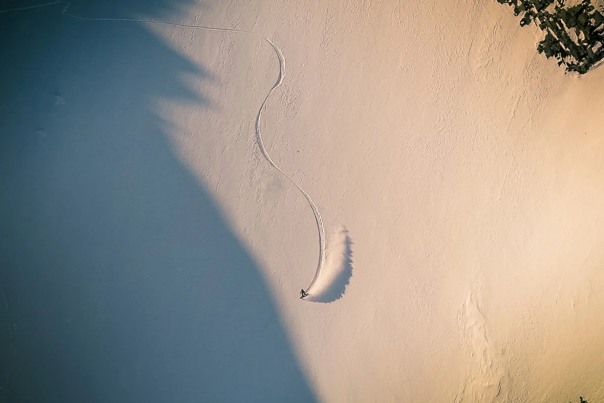 A lone skier in the Chugach Mountain Range in Alaska, the third-place winner in the Sports/Adventure category