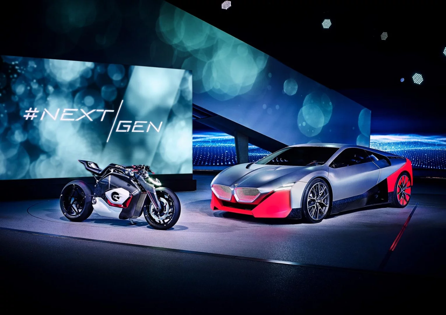 BMW premieres two all-new concepts, the Vision M Next and the Motorrad Vision DC Roadster electric motorcycle