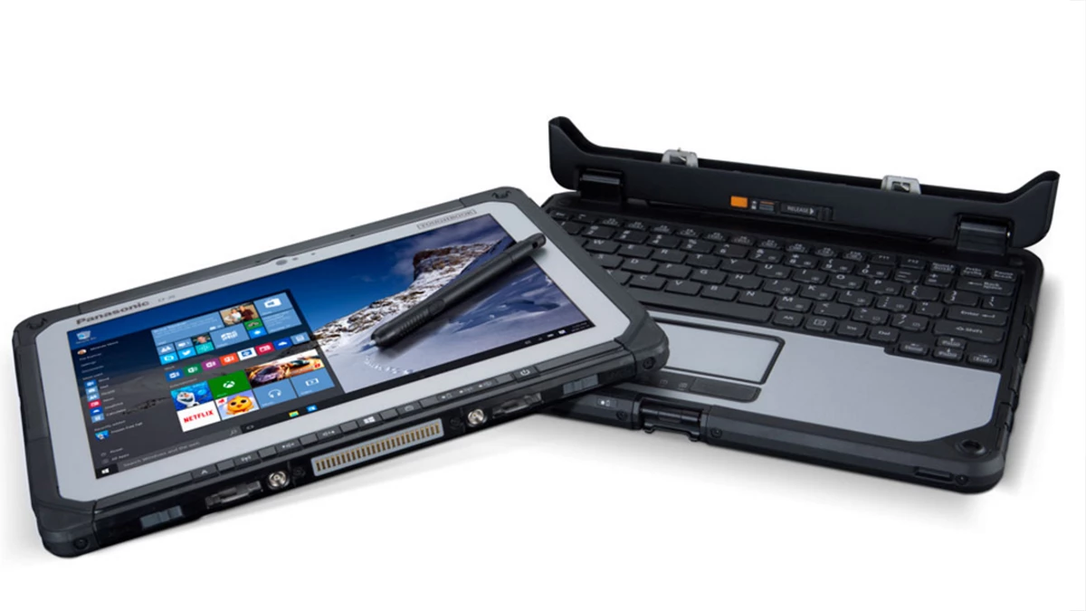 For using the device in tablet mode, users have the choice of detaching the display entirely, or folding it against the back of the system
